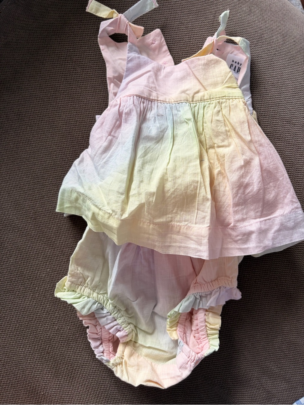 GAP Pastel Rainbow Tie-Strap Dress & Bloomers - Pastel Pink, Yellow, Blue